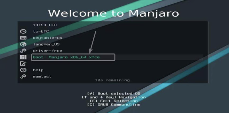 boot from Manjaro usb