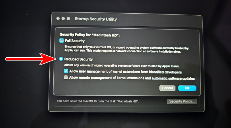 M1 Mac Startup Security Utility